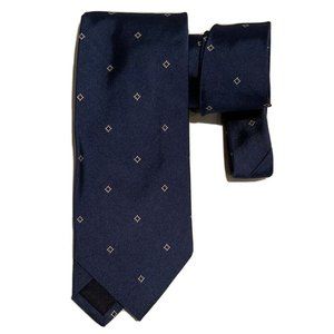 LORO PIANA Blue geometric Silk Tie HANDMADE ITALY 58”/ 3.5"  EC